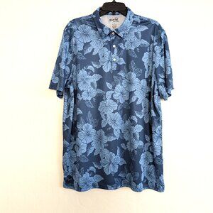 REYN SPOONER Polo Men's XL Blue Floral Limited Issue Brr Short Sleeve Shirt